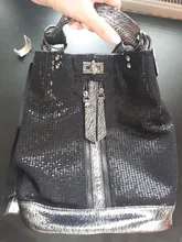 Mochila para ordenador portátil de cuero con lentejuelas para mujer, morral con cierre de personalidad, Mochila antirrobo de viaje