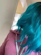 Feilimei-Peluca de cabello largo sintético con ondas para mujer, pelo corto femenino de 14 pulgadas, color azul, Rosa y Rojo, estilo Cosplay