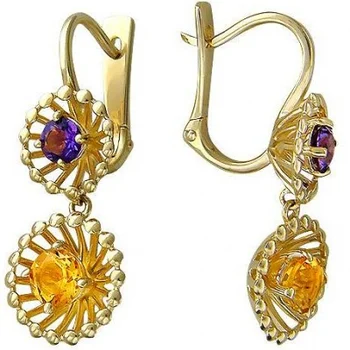 

Esthete earrings with citrine and amethyst in Yellow Gold