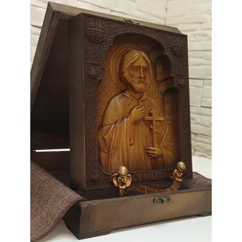 

Carved icon of Saint Anatoly nicomedian size 19-23 cm