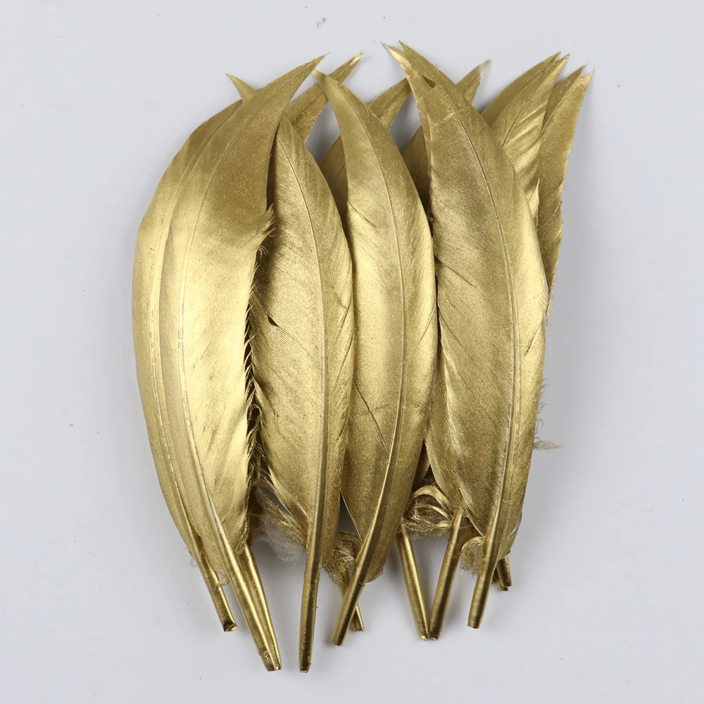 Wcfeather 10 100 шт. напечатанные золотые гусиные/петушиные хвосты/индейки перья для