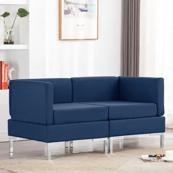 

Modular corner sofas 2 PCs cushion covers blue fabric sofas