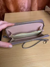 Cartera larga de piel sintética para mujer, monedero cartera borla, tarjetero, bolso de mano tipo monedero