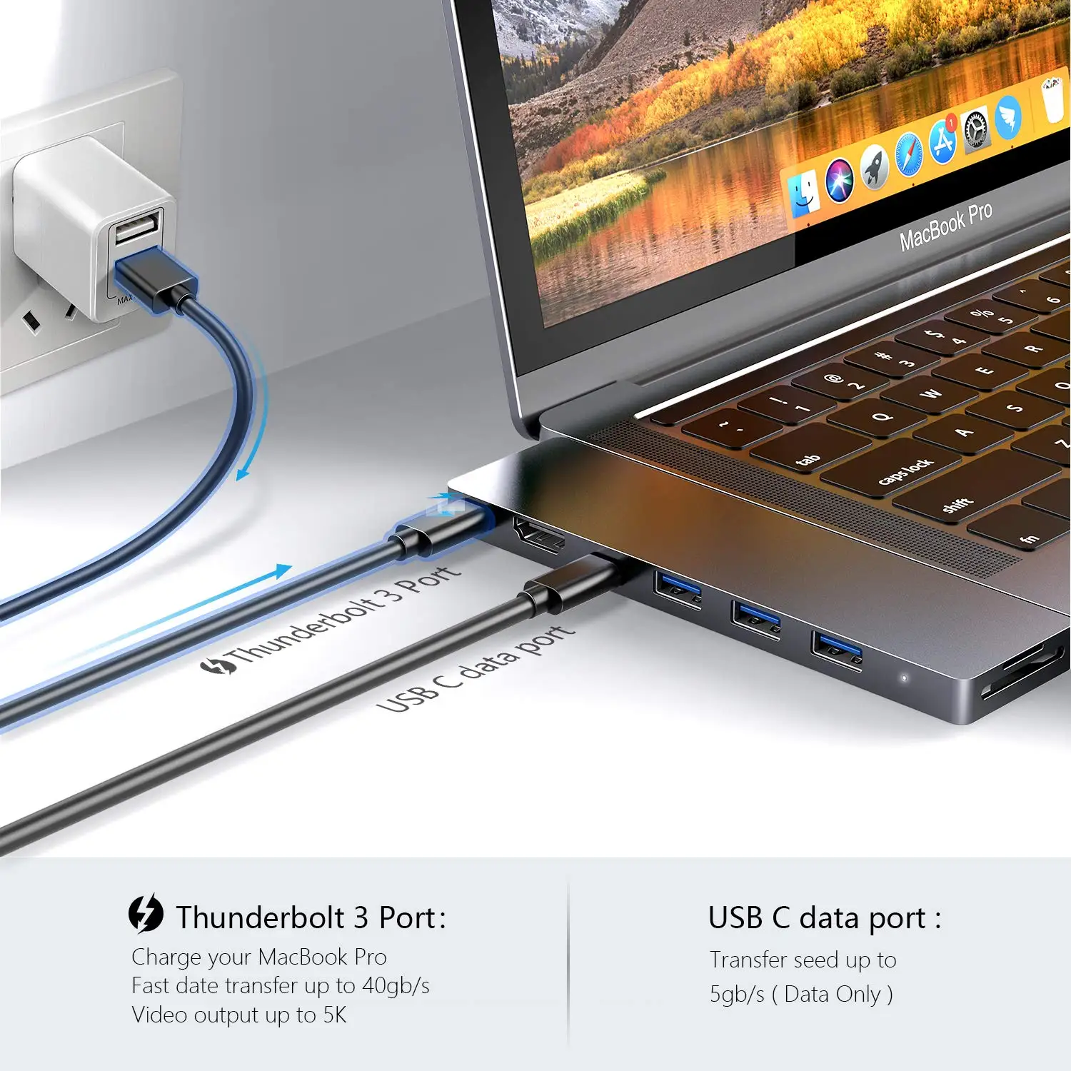 IREALTHINK Dual type C адаптер usb-хаб к HDMI Thunderbolt 3 концентратор Macbook Pro/Air док-станция Разветвитель usb type c расширитель