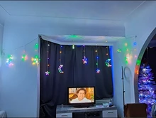 Lights Curtain-String Moon-Lamp Window-Decor Christmas Garland Fairy Icicle-Star LED