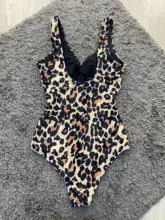 Bañador de una pieza para mujer, traje de baño de leopardo, Monokini de realce, Sexy, con cuello en V, de una pieza, 2021