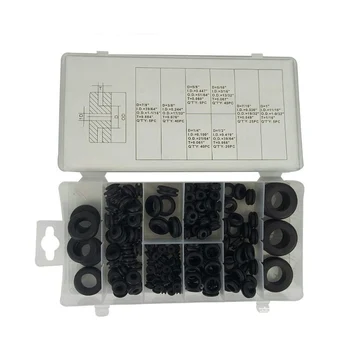 

180 pcs/set Hardware Tools Rubber Grommets Blanking Hole Retaining Ring Set Wiring Cable Gasket Kits With Plastic Box