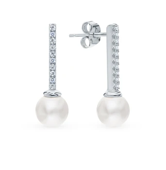

Silver earrings with cubic zirconia and pearls sunlight sample 925