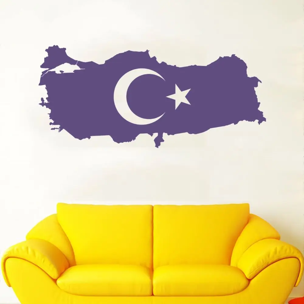 Turkey Flag Map Wall Art Decal Flag Vinyl Sticker Home And School Decoration Removable A003209