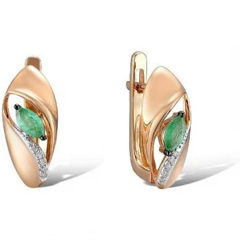 

Lucas gold emerald diamond earrings in red gold