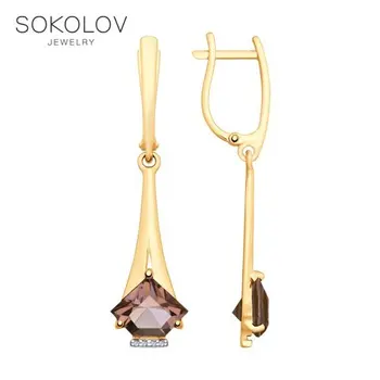 

Drop Earrings with stones SOKOLOV gold ситаллом Sultana and cubic zirkonia, fashion jewelry, 585, women's male, long earrings