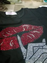 Black T-Shirts Short-Sleeve Trend-Tops Hot-Drilling Korean-Version Cotton Women Summer