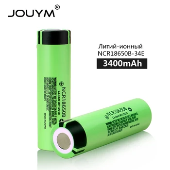 

JOUYM New 100% Original 18650 battery NCR18650B 3.7v 3400mah Lithium Rechargeable Battery For Flashlight batteries 30A (NO PCB)