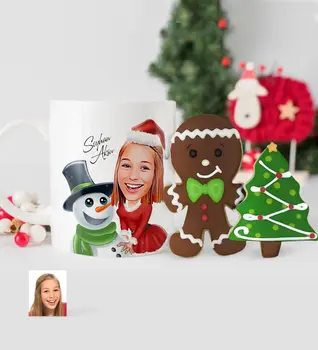 

Personalized Christmas Caricature Of mug And Handmade Royal Icing Cookie set-10