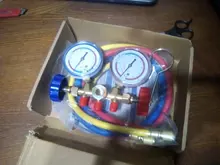 Manómetro de refrigerante, conjunto de refrigeración de aire acondicionado, herramientas de aire acondicionado con manguera y gancho para R12 R22 R404A R134A