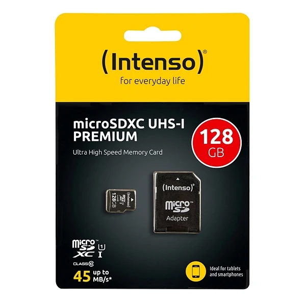 Карта памяти Micro SD с адаптером INTENSO 34234 UHS-I XC Premium Black