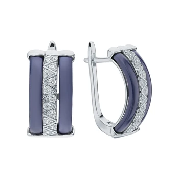 

Silver earrings with ceramics and cubic zirconia sunlight sample 925