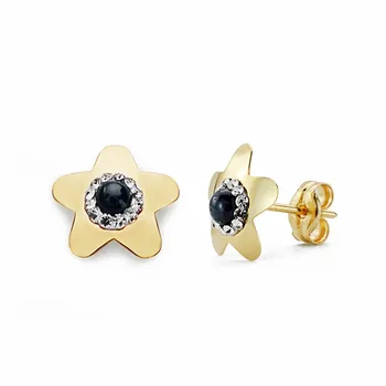 

Earrings 18k Gold Star 10mm. Sapphire zircons [AA2149]