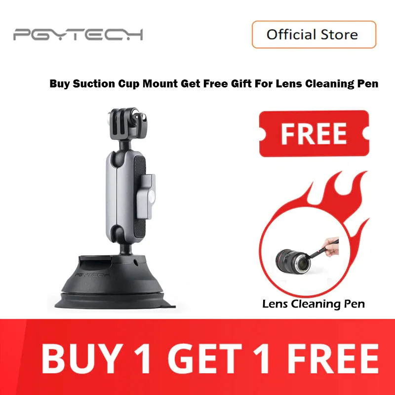 PGYTECH Suction cup for glass action cameras Mount Holder Universal 1/4 Inch Adapter Bracket insta360 dji 2 accessories | Электроника