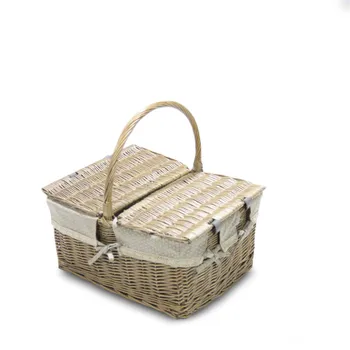 

Basket RECTANGULAR wicker lid and handle gray mole 40X36
