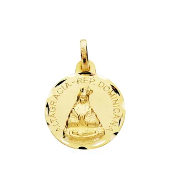 

Medal 18k gold Altagracia 16mm. Fence carved [AB3817]
