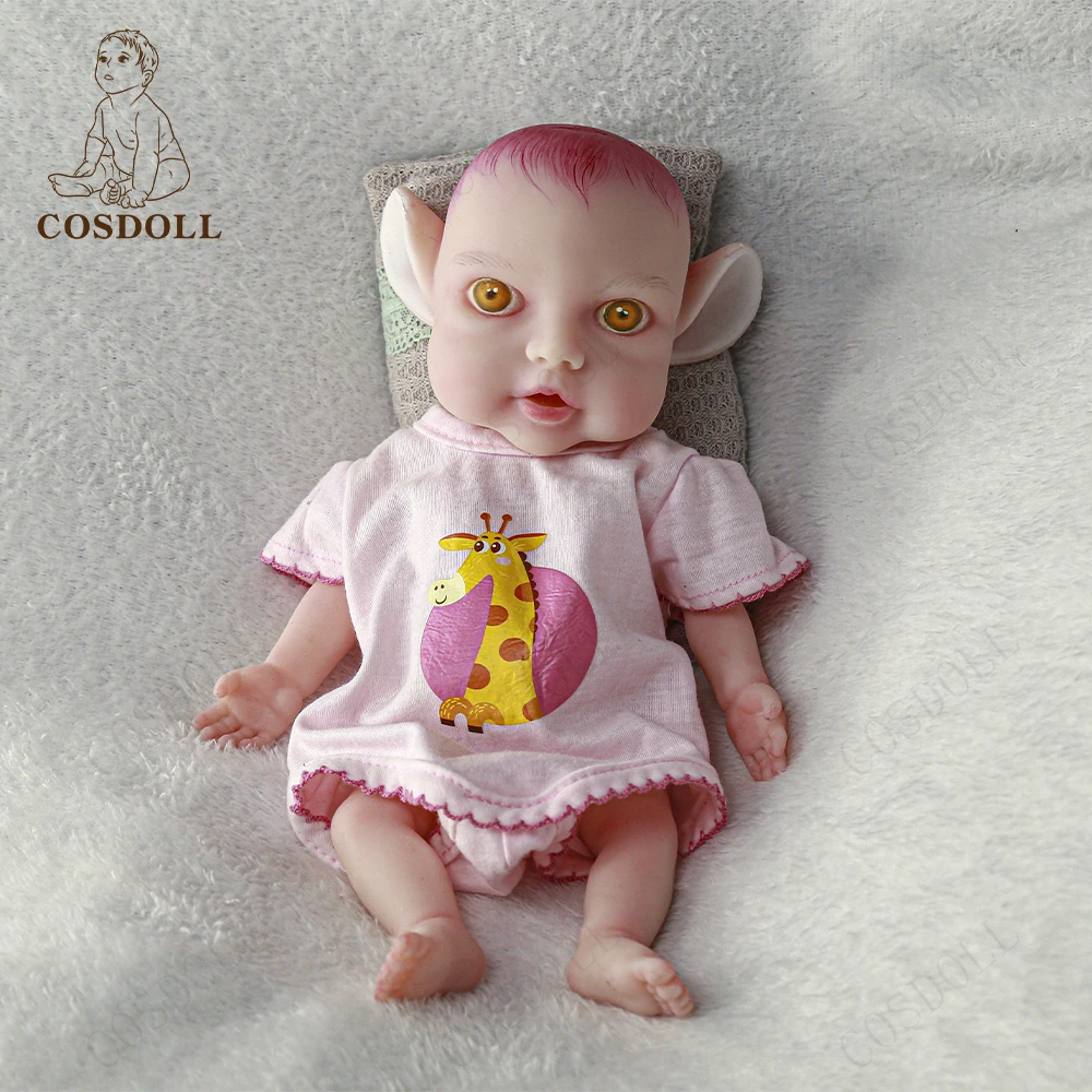 Cosdoll Reborn Baby Boy（little elf） Zhang Open Mouth Soft All Silicone Baby Dolls Can take a bath holiday gift wearing a nipple. espoir de zhang