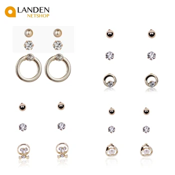 

3 par/set earrings Lady trendy 2019, Crown and Heart de las Mujeres Cartilago Piercing stud earrings fashion earrings jewelry
