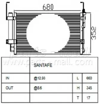 

Air conditioner radiator HYUNDAI SANTAFE PMC 9760626001 PARTS-MALL