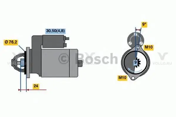 0001109288 bosch стартер 12v 2,0 kw