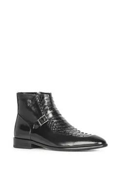 

İLVİ Lord Men's Boot Black Leather-Black Python