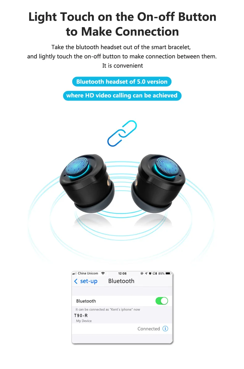 CZJW bluetooth наушники Смарт часы T9 ответ на телефон Шум Уменьшить сердечный ритм кровяное давление IP67 Водонепроницаемый 2 в 1 дизайн в уши