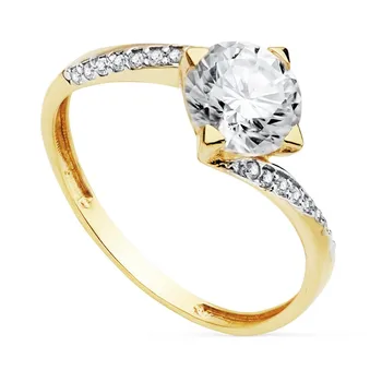 

Solitaire 18k gold two-color cubic zirconia 7mm. Band zircons [AC0186]