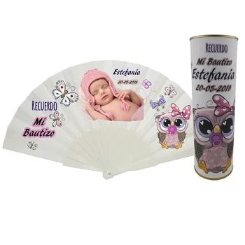 

Sell You batch/personalized fan made from plastic rods with photo Christening girl with buha canned personalized
