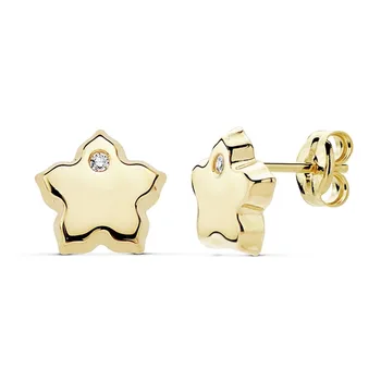 

Earrings 18k gold flower 7mm. Cubic zirconia petal [AB8883]