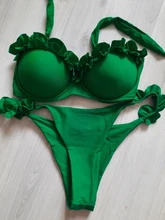 Bañador con soporte de aro para mujer, traje de baño femenino de volantes y flores, sexy, con acolchado de realse y liso de banda, para verano del 2018