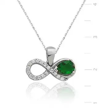 

KUTAYDAN 925 Sterling Silver Green Cubic Zirconia Infinity Ladies Necklace