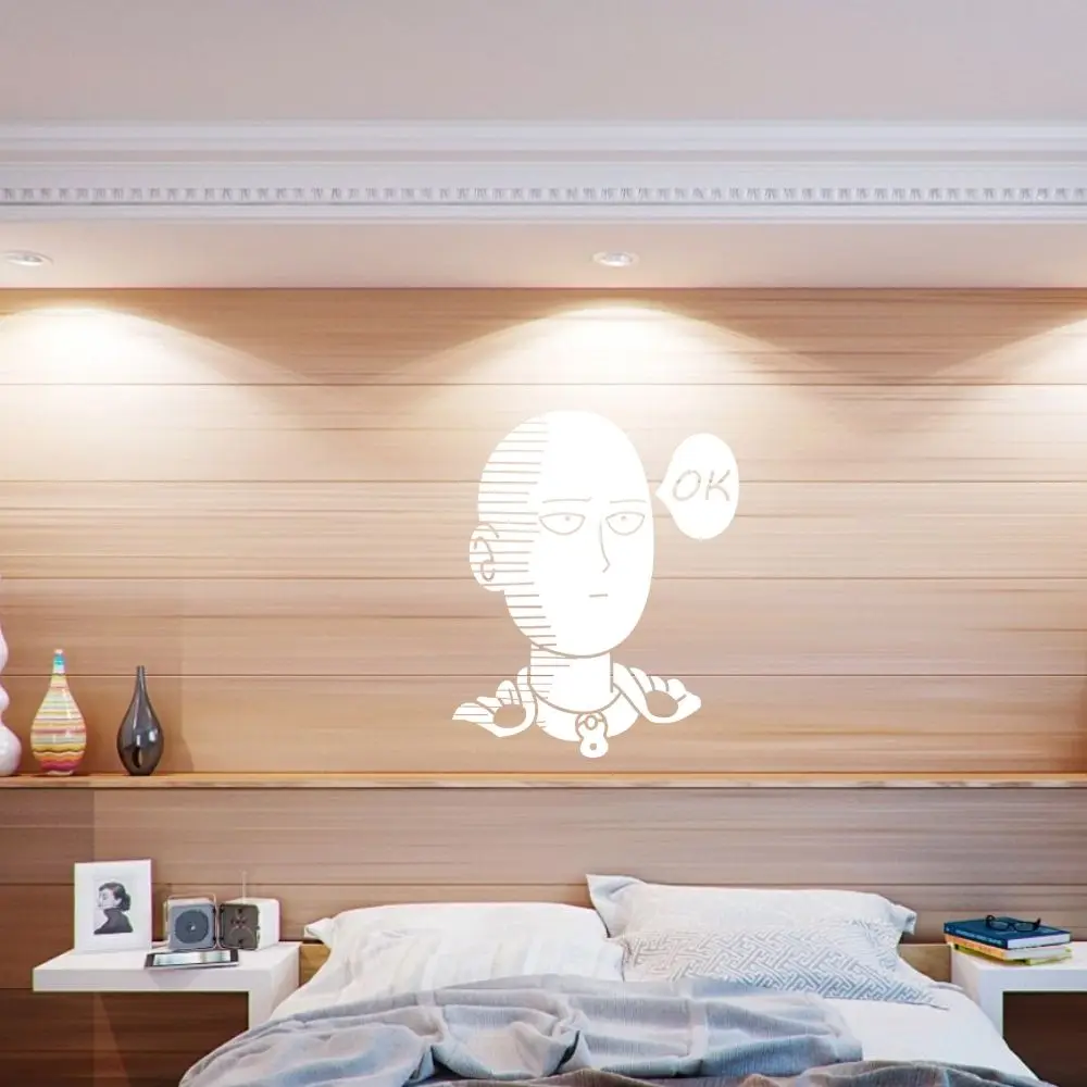 Saitama &quotOk&quot Poker Face Wall Art Anime Sticker Home Bedroom Kids Room Decoration Removable A001279 | Дом и сад