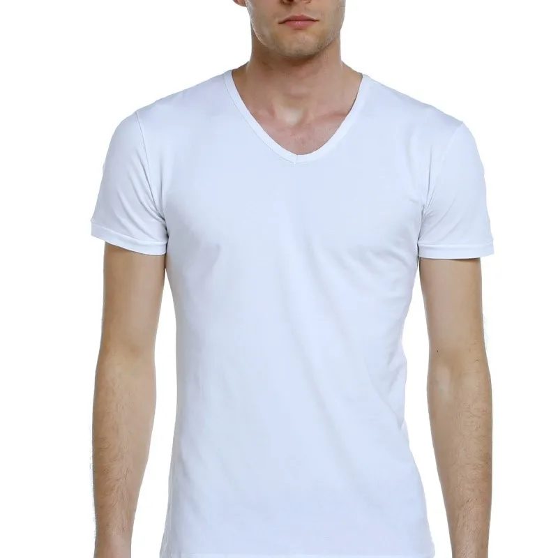 Focuswear-5 adet-kыsa kollu V yaka erkek fanila - Цвет: Белый