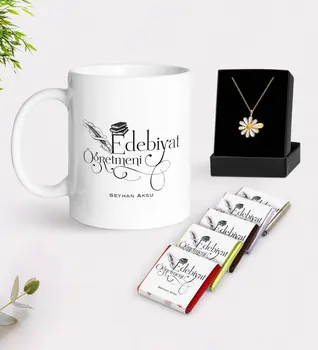 

Personalized Letters Teacher White Mug Chocolate and Is Daisy Necklace Gift Set