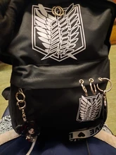 Attack on Titan-mochila negra de viaje con estampado Floral, morral escolar de Anime para chicas adolescentes, morrales para ordenador portátil