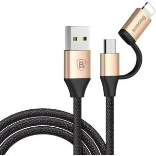 USB кабель 2в1 microUSB/8pin для iPhone 5/6/7 BASEUS CAMLYW-1V 1м