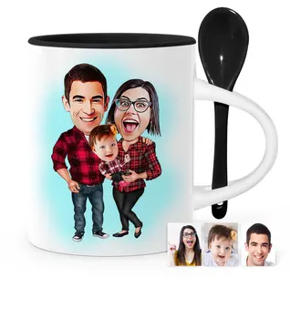 

Personalized Family Cartoon Black Spoon Mug Cup-2