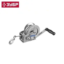 43113-0.7_z01 Лебедка ручная барабанная ЗУБР "ПРОФЕССИОНАЛ", тяговая, тросовая, 0.7т, 8м