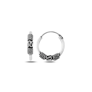 

KUTAYDAN 16mm Oxidized Ring Earrings 925 Sterling Silver
