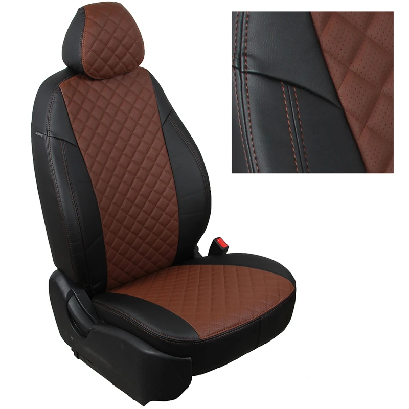 Для Ford Focus II Ghia/Titanium Sd/Hb/Wag с 05-11г. / Ford Kuga I Trend с 08-13г. модельные чехлы из экокожи АВТОПИЛОТ РОМБ - Название цвета: Коричневый