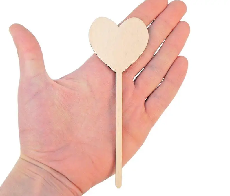 

Wooden Heart on stick Decoration (14cm) Shape Art Projects Craft Gift Decoupage Ornament Embellishments 0167