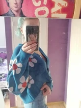 Neploe-Suéter de cuello de pico suelto para mujeres, jersey estilo Preppy de punto con flores, cárdigans, elegante, grueso, con impreso, corto, abrigo informal, 46565