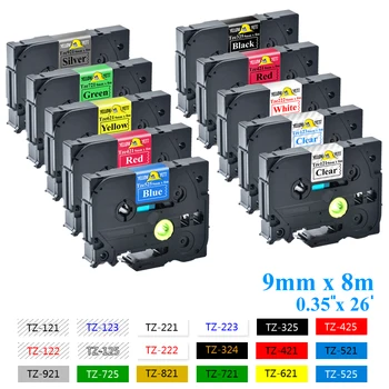 

5pcs TZe-221 label ribbon Compatible for Brother p-touch label printers Tze tape tze-221 Tz221 Tze 221 Tz121 421 521 Multicolor