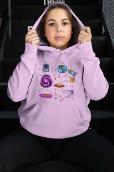 

Angemiel Wear Space And Prints Pink Women 'S Hooded Sweatshirt