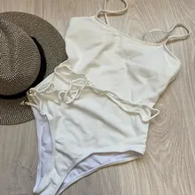 One-Piece Swimsuit Monokini Ribbed Sexy New Women with Waist-Rope Lady V1337 Female